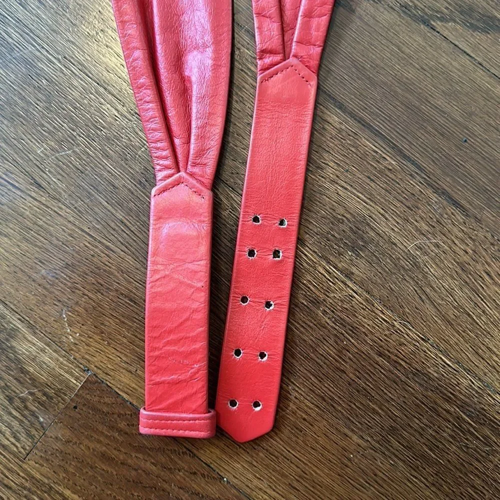 Vintage 80s‎ red leather belt -Small